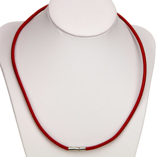 Necklace leather with plug clasp, 1,5mm, red
