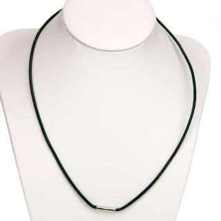 Necklace leather with plug clasp, 2.0mm, green