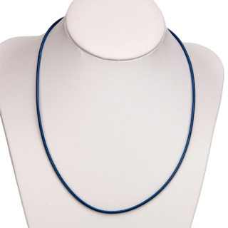 Wax ribbon necklace, 2,0mm, blue
