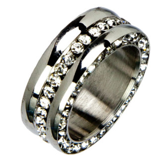 Edelstahlring mit Steinen, Silber