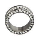Stainless steel ring with stones, silver