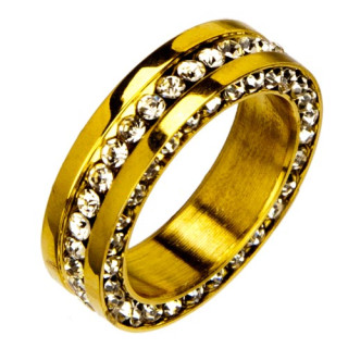Edelstahlring mit Steinen, Gold