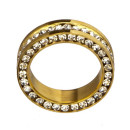 Stainless steel ring with stones, gold