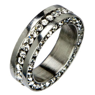 Edelstahlring mit Steinen, Silber