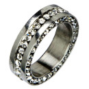Edelstahlring mit Steinen, Silber