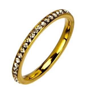 Edelstahlring mit Steinen, 2mm, Gold