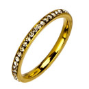 Stainless steel ring with stones, 2mm, gold