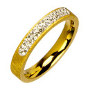Stainless steel ring with stones, gold