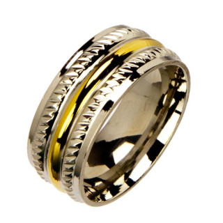 Stainless steel ring 8mm, bicolor