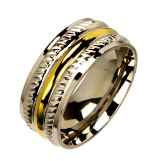 Stainless steel ring 8mm, bicolor