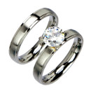 Stainless steel ringset with stone, silver