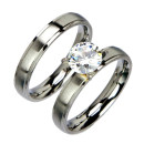 Edelstahl Ringset/Partnerringe mit Stein, Silber