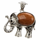 Anhänger Elefant gefasst, Goldfluss, 45x40mm