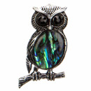 Pendant owl with abalone, 50x26mm