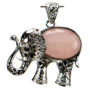 Pendant elephant, rose quartz, 45x40mm