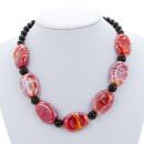 Necklace Cara, big red oval bent 34x25x10mm