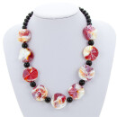 Necklace Cara, big red circle curved 28x10mm