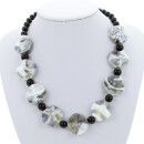 Necklace Cara, big grey circle curved 28x10mm