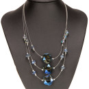 3lines necklace, glass, blue