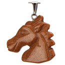 Pendant horse head, 40x37mm, gold sandstone