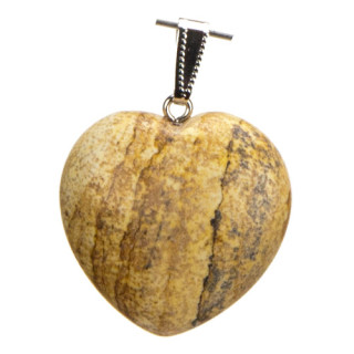 Pendant heart, 30mm, picture jasper