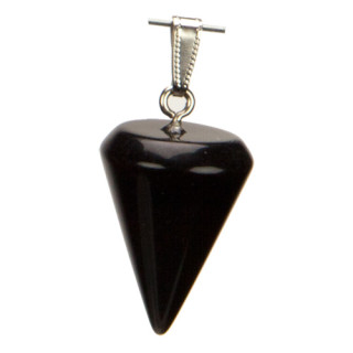Anhänger Pendel rund, 30mm, Schwarzer Achat