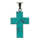 pendant cross, 45x28mm, synth. turquoise