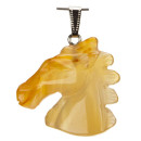 Pendant horse head, 40x37mm, red agate