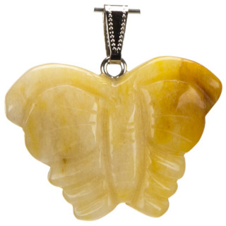 Anhänger Schmetterling, 39x31mm, Gelbe Jade