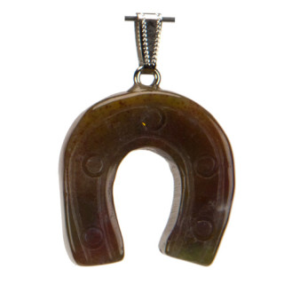 Anhänger Hufeisen, 36x32mm, Indischer Achat