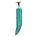 pendant horn, 44x9mm, synth. turquoise