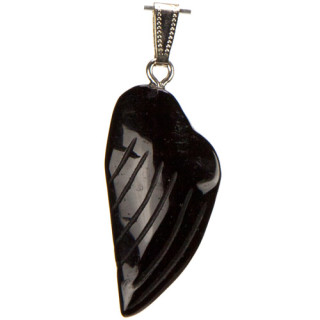 Pendant wing, 45x19mm, black agate
