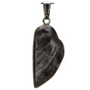 Anhänger Flügel, 45x19mm, Schwarzer Labradorith