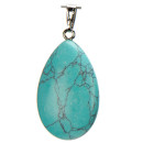 pendant tumbled stone, polished, ca. 38x24mm, synth....