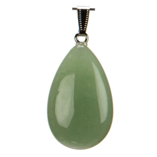 Anhänger Trommelstein, poliert, ca. 38x24mm, Grüner Aventurin