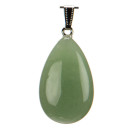 Pendant tumbled stone, polished, approx. 38x24mm, green...