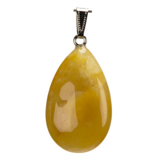Pendant tumbled stone, polished, approx. 38x24mm, yellow jade