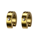 Stainless steel earrings with stones, 14x4mm, Gold