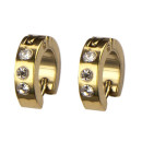 Stainless steel earrings with stones, 14x4mm, Gold