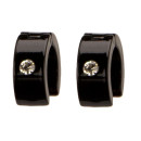 Stainless steel earrings with stones, 14x6mm, Black