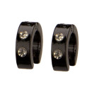 Stainless steel earrings with stones, 14x4mm, Black