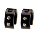 Stainless steel earrings with stones, 14x6mm, Black