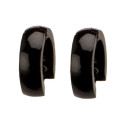 Stainless steel earrings rounded, 14x4mm, Black