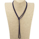 Long metal necklace, 120cm, blue