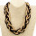 Metal necklace, black-gold
