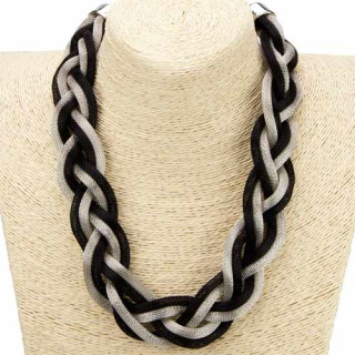 Metal necklace, black-silver