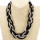 Metal necklace, black-silver