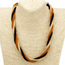3lines metal necklace, black-gold-brown