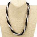 3lines metal necklace, black-silver