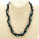 3lines metal necklace, black-silver-turquoise